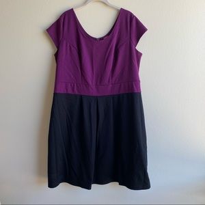 Merona Purple & Black Colorblock Cap Sleeve Dress Sz. 1X